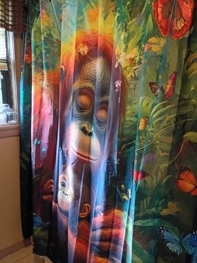 Vibrant Monkey Family Shower Curtain - Multicolor